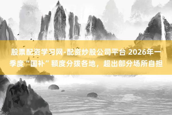 股票配资学习网-配资炒股公司平台 2026年一季度“国补”额度分拨各地，超出部分场所自担