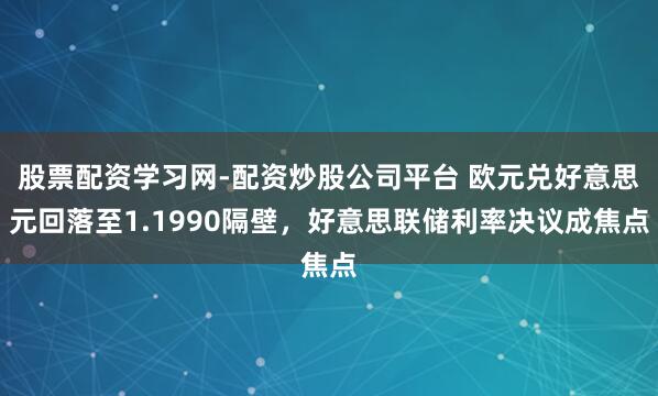 股票配资学习网-配资炒股公司平台 欧元兑好意思元回落至1.1990隔壁，好意思联储利率决议成焦点
